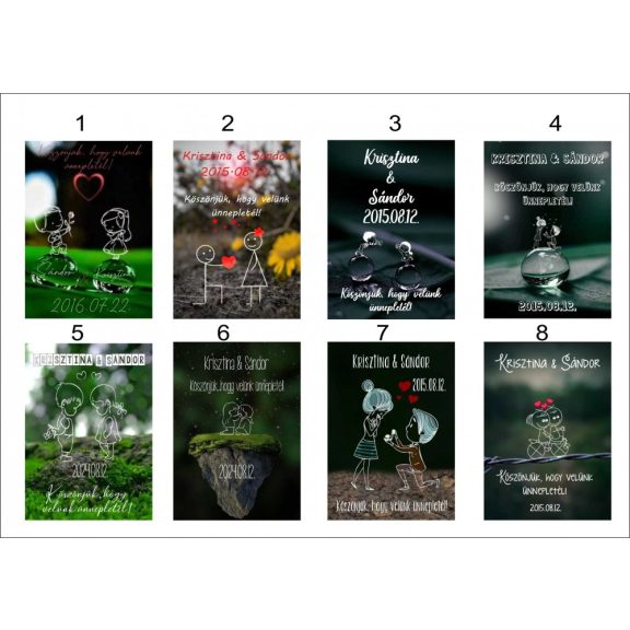 Köszönetajándék esküvői hűtőmágnes természet