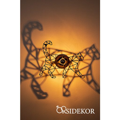 Geometrikus cica árnyékvető fali lámpatest fából