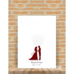   Ujjlenyomat fa vőlegény, menyasszony - esküvői vendégkönyv