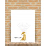 Ujjlenyomat fa esernyős pár - esküvői vendégkönyv