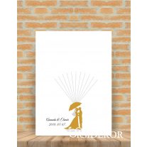 Ujjlenyomat fa esernyős pár - esküvői vendégkönyv