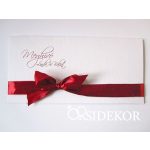 Esküvői meghívó szalaggal díszítve