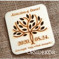   Esküvői poháralátét , köszönetajándék fából családfa - poháralátét