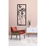 Vonalas portré virágokkal falikép fából