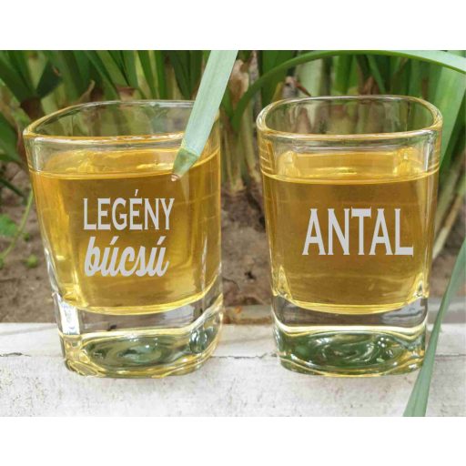 Legénybúcsú feles pohár gravírozva