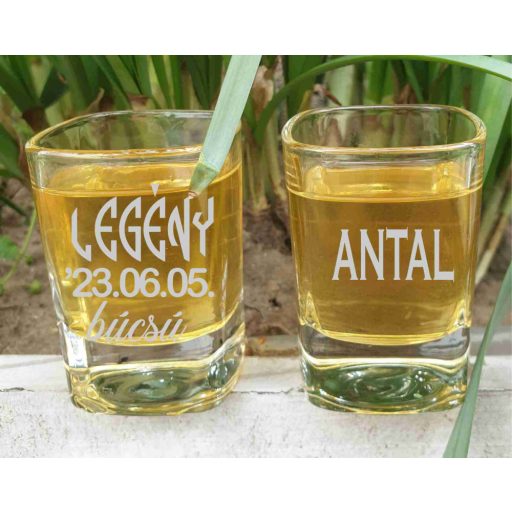 Legénybúcsú feles pohár gravírozva