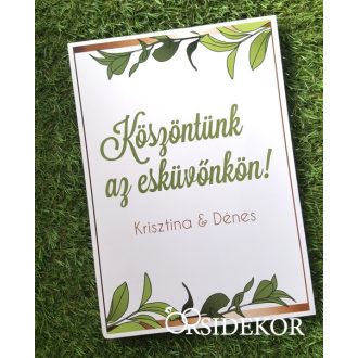 Üdvözlő tábla greenery grafikával