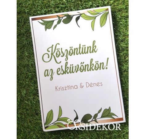 Üdvözlő tábla greenery grafikával Üdvözlő tábla greenery grafikával