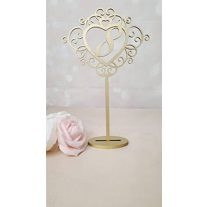 Asztalszám fából, szívben (1-10 ig számozva)