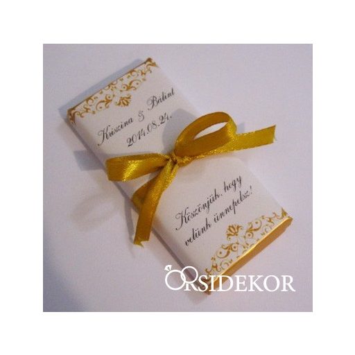 Köszönetajándék csoki masnival átkötve