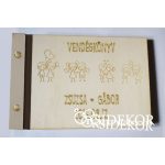 Esküvői vendégkönyv, fa borítású