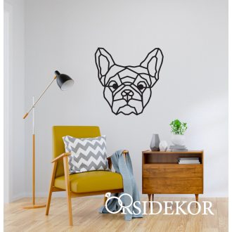 Geometrikus francia bulldog kutya falikép fából