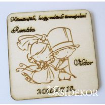 Köszönetajándék fából - poháralátét