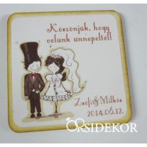   Köszönetajándék esküvői fényképes hűtőmágnes, 5x5cm