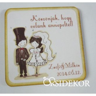   Köszönetajándék esküvői fényképes hűtőmágnes, 5x5cm