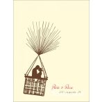 Hőlégballonos esküvői vendégkönyv, ujjlenyomatfa 