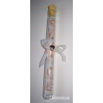   Kémcsöves esküvői meghívó szalaggal és fém szív dísszel