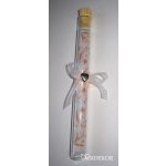   Kémcsöves esküvői meghívó szalaggal és fém szív dísszel