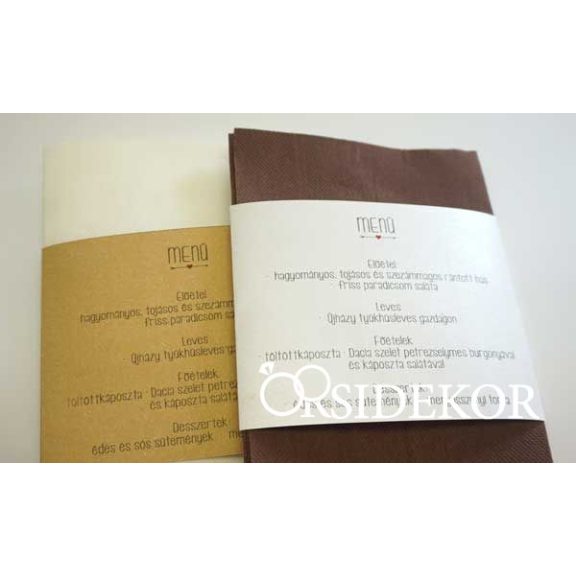 Menükártya szalvétagyűrű funkcióval, 2 az 1-ben