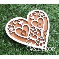 Különleges 3D fa gyűrűhordozó szív