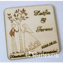 Köszönetajándék fából - poháralátét