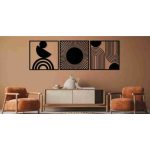 Modern geometrikus 3 részes falikép fából