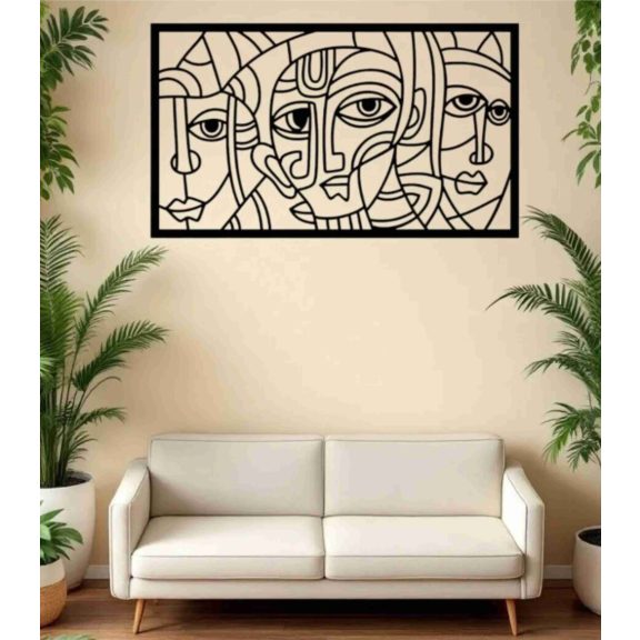 Arcok_Picasso ihlette falikép fából Arcok_Picasso ihlette falikép fából