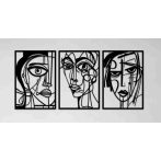 Arcok 3 részes_Picasso ihlette falikép fából