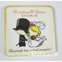   Köszönetajándék esküvői fényképes hűtőmágnes, 5x5cm