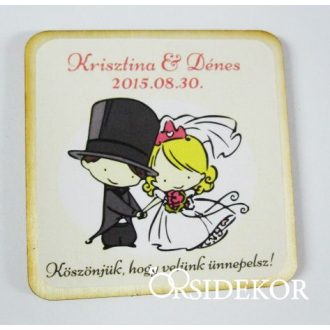   Köszönetajándék esküvői fényképes hűtőmágnes, 5x5cm