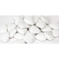 Szívalakú cukrozott csokoládédrazsé, fehér