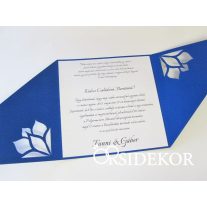   Kinyitható esküvői meghívó modern áttört mintával, szalaggal és gyönggyel