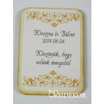 Köszönetajándék esküvői hűtőmágnes indás