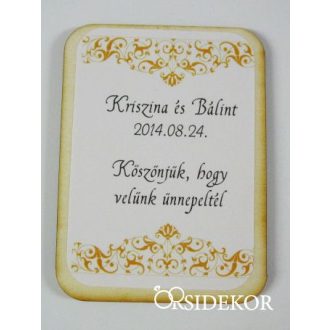 Köszönetajándék esküvői hűtőmágnes indás