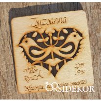   Köszönetajándék - magyaros szíves poháralátét fából