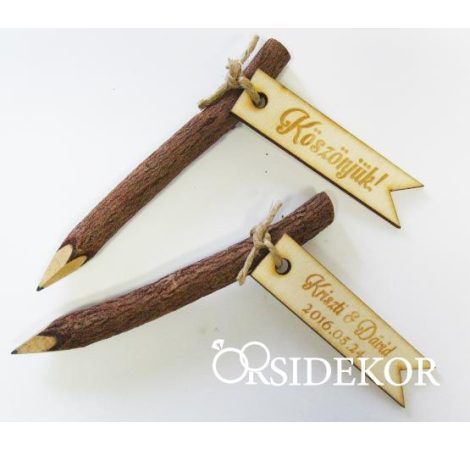 Fa ceruza kísérőcédulával