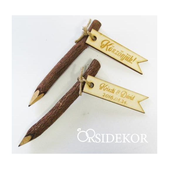 Fa ceruza kísérőcédulával