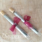   Kémcsöves esküvői meghívó organza masnival és strasszal