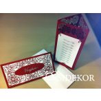 Lézervágott esküvői menüháromszög virágmintával