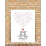 Ujjlenyomat fa szerelmesek a padon - esküvői vendégkönyv