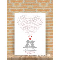 Ujjlenyomat fa szerelmesek a padon - esküvői vendégkönyv