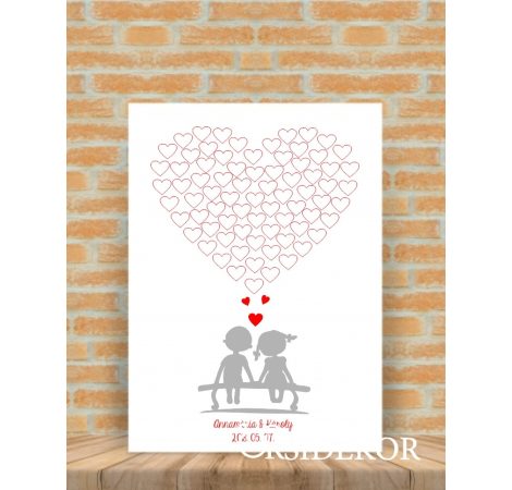 Ujjlenyomat fa szerelmesek a padon - esküvői vendégkönyv Ujjlenyomat fa szerelmesek a padon - esküvői vendégkönyv