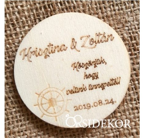 Köszönetajándék fából hajós- poháralátét