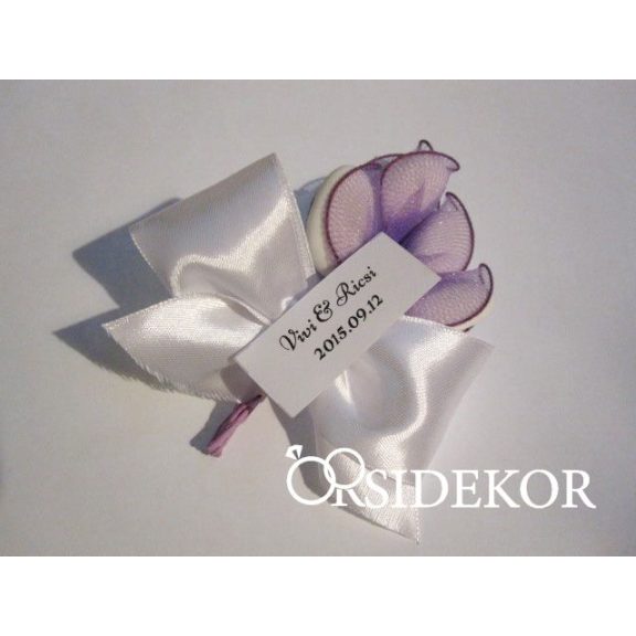 Köszönetajándék cukrozott mandula lila tüllben