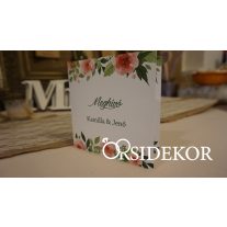 Egyedi esküvői meghívó virág motívummal