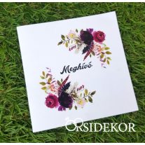 Egyedi esküvői meghívó virág motívummal