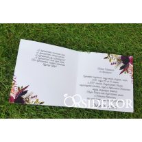 Egyedi esküvői meghívó virág motívummal