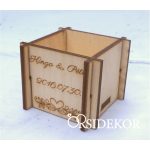 Kövirózsa köszönetajándék fa kockában