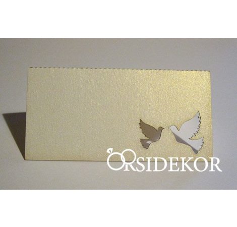 Galambos lézervágott ültetőkártya 