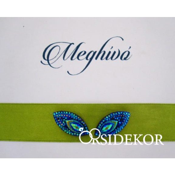 Bohém esküvői meghívó páva színekben